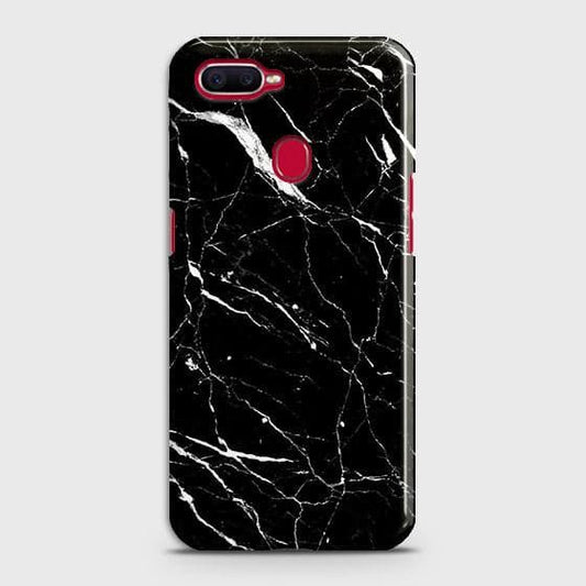 Oppo A5s Cover - Trendy Black Marble Printed Hard Case with Life Time Colors Guarantee ( fast delivery )