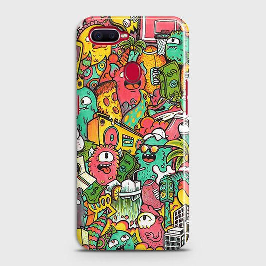 Oppo A7 Cover - Matte Finish - Candy Colors Trendy Sticker Collage Printed Hard Case with Life Time Colors Guarantee (Fast Delivery)