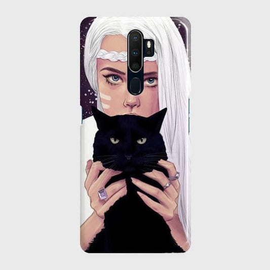 Oppo A5 2020 Cover - Trendy Wild Black Cat Printed Hard Case with Life Time Colors Guarantee ( Fast Delivery )