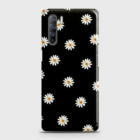 Oppo Reno 3 Cover - Matte Finish - White Bloom Flowers with Black Background Printed Hard Case with Life Time Colors Guarantee (Fast Delivery)