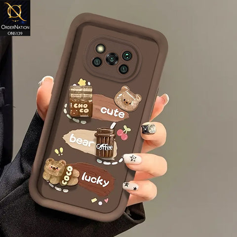 Xiaomi Poco X3 - Brown - Trendy 3D Cute Cartoon And Coffee Chocolate Soft Silicon Shockproof Case With Camera Protection