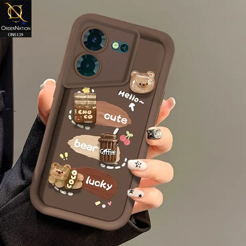 Tecno Pova 5 Pro - Brown - Trendy 3D Cute Cartoon And Coffee Chocolate Soft Silicon Shockproof Case With Camera Protection