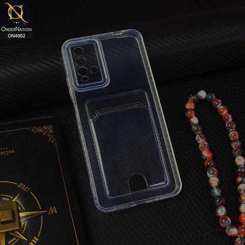 Xiaomi Redmi Note 9 4G Cover - Transparent - Soft 4D Design Smart Pocket Card Holder Transparent Clear Soft Case