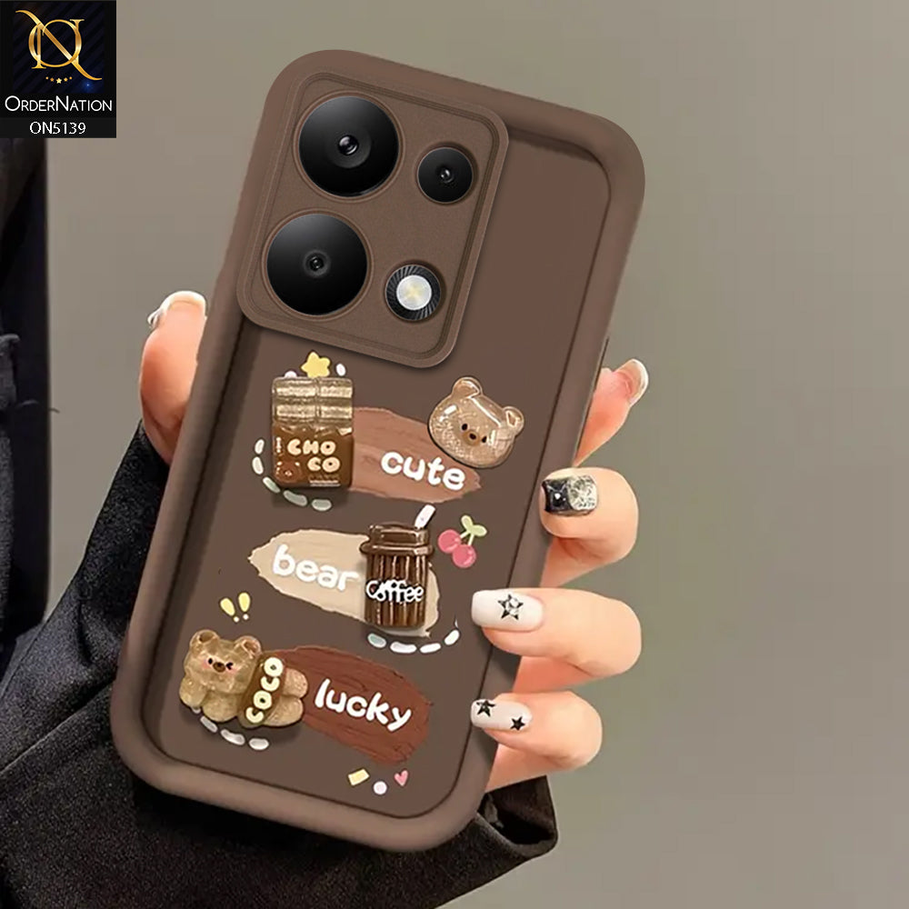 Xiaomi Poco M6 Pro 4G - Brown - Trendy 3D Cute Cartoon And Coffee Chocolate Soft Silicon Shockproof Case With Camera Protection