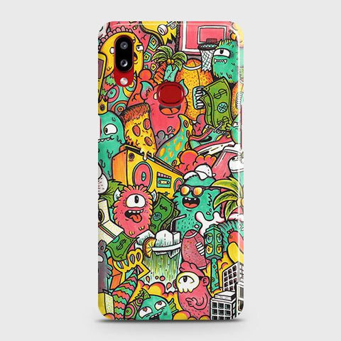 Samsung Galaxy A10s Cover - Matte Finish - Candy Colors Trendy Sticker Collage Printed Hard Case with Life Time Colors Guarantee ( Fast Delivery )