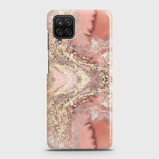 Samsung Galaxy A12 Nacho Cover - Trendy Chic Rose Gold Marble Printed Hard Case with Life Time Colors Guarantee ( Fast Delivery )