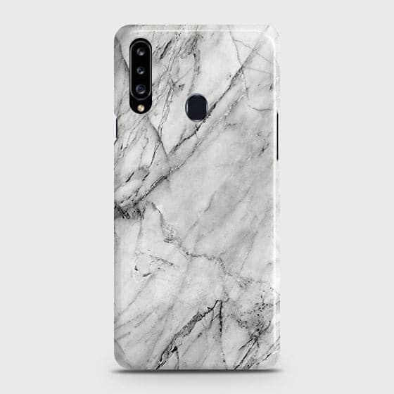 Samsung Galaxy A20s Cover - Matte Finish - Trendy White Floor Marble Printed Hard Case with Life Time Colors Guarantee - D2 ( Fast Delivery )