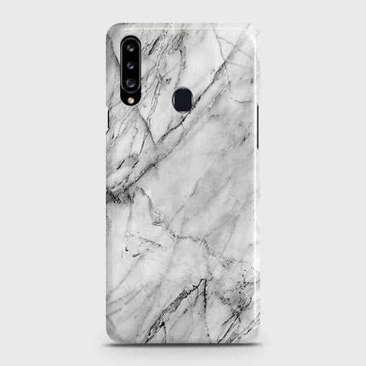 Samsung Galaxy A20s Cover - Matte Finish - Trendy White Floor Marble Printed Hard Case with Life Time Colors Guarantee - D2 ( Fast Delivery )