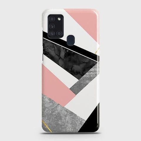 Samsung Galaxy A21s Cover - Matte Finish - Geometric Luxe Marble Trendy Printed Hard Case with Life Time Colors Guarantee ( Fast delivery )