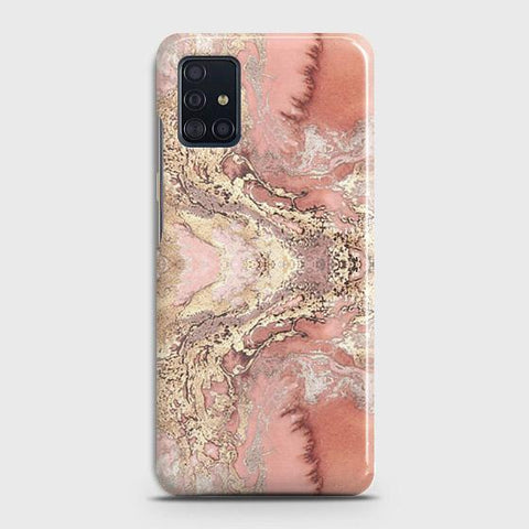 Samsung Galaxy A51 Cover - Trendy Chic Rose Gold Marble Printed Hard Case with Life Time Colors Guarantee ( Fast Delivery )