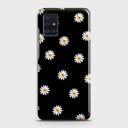 Samsung Galaxy A51 Cover - Matte Finish - White Bloom Flowers with Black Background Printed Hard Case with Life Time Colors Guarantee (Fast Delivery)