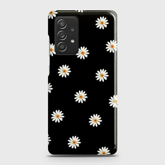 Samsung Galaxy A52 Cover - Matte Finish - White Bloom Flowers with Black Background Printed Hard Case with Life Time Colors Guarantee (Fast Delivery)