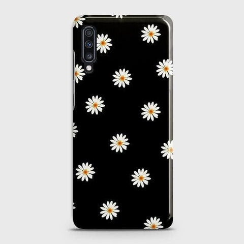 Samsung Galaxy A70s Cover - Matte Finish - White Bloom Flowers with Black Background Printed Hard Case with Life Time Colors Guarantee ( Fast Delivery )