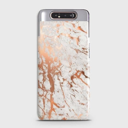 Samsung Galaxy A80 Cover - In Chic Rose Gold Chrome Style Printed Hard Case with Life Time Colors Guarantee B(36) ( Fast Delivery )