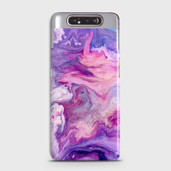 Samsung Galaxy A80 Cover - Chic Blue Liquid Marble Printed Hard Case with Life Time Colors Guarantee b53 ( Fast Delivery )