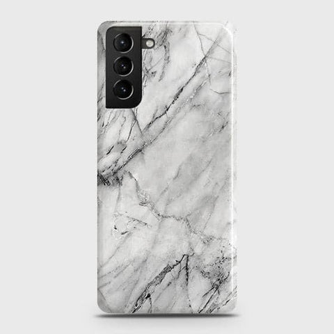 Samsung Galaxy S21 5G Cover - Matte Finish - Trendy White Marble Printed Hard Case with Life Time Colors Guarantee ( Fast Delivery )