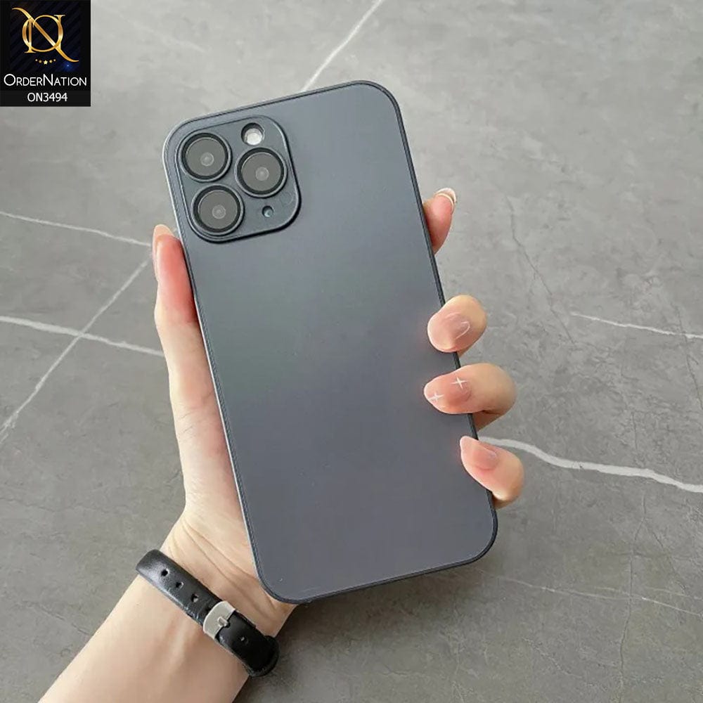 iPhone 11 Pro Max Cover - Black - AG Frosted Glass Soft Silicone Border Case With Camera Protection