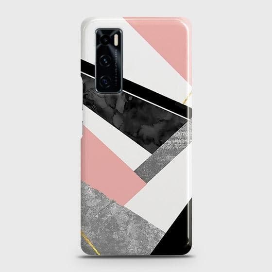 Vivo V20 SE Cover - Matte Finish - Geometric Luxe Marble Trendy Printed Hard Case with Life Time Colors Guarantee ( Fast Delivery )