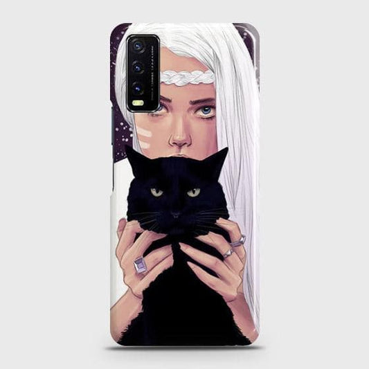 Vivo Y12s Cover - Trendy Wild Black Cat Printed Hard Case with Life Time Colors Guarantee ( Fast Delivery )