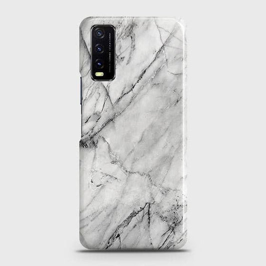 Vivo Y12s Cover - Matte Finish - Trendy White Marble Printed Hard Case with Life Time Colors Guarantee ( Fast Delivery )