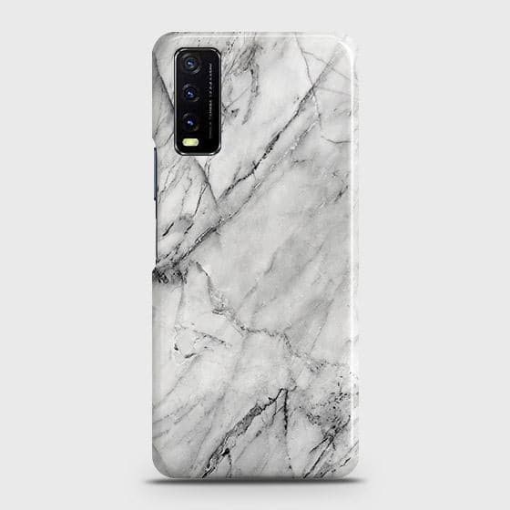 Vivo Y20T Cover - Matte Finish - Trendy White Marble Printed Hard Case with Life Time Colors Guarantee ( Fast Delivery )