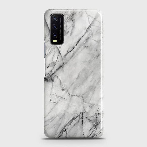 Vivo Y11s Cover - Matte Finish - Trendy White Marble Printed Hard Case with Life Time Colors Guarantee ( Fast Delivery )