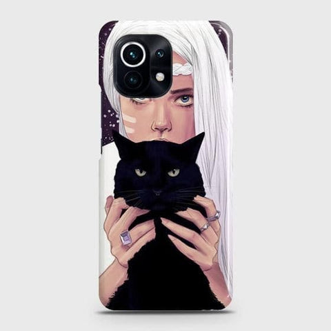 Xiaomi 11 Lite 5G NE Cover - Trendy Wild Black Cat Printed Hard Case with Life Time Colors Guarantee