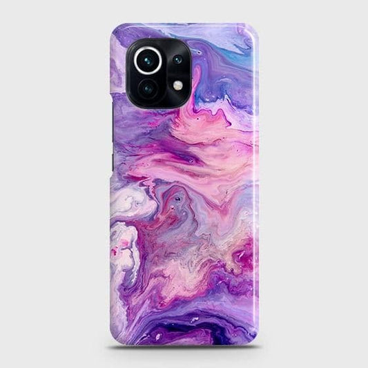 Xiaomi 11 Lite 5G NE Cover - Chic Blue Liquid Marble Printed Hard Case with Life Time Colors Guarantee