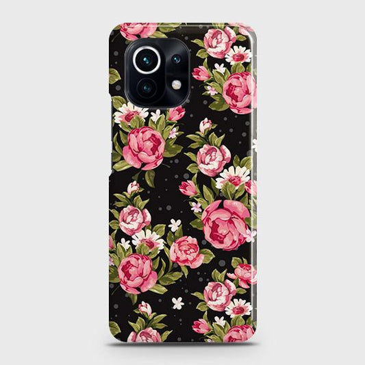 Xiaomi 11 Lite 5G NE Cover - Trendy Pink Rose Vintage Flowers Printed Hard Case with Life Time Colors Guarantee