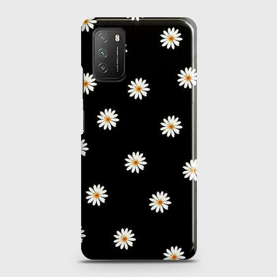 Xiaomi Redmi 9T Cover - White Bloom Flowers with Black Background Printed Hard Case with Life Time Colors Guarantee g37 ( Fast Delivery )