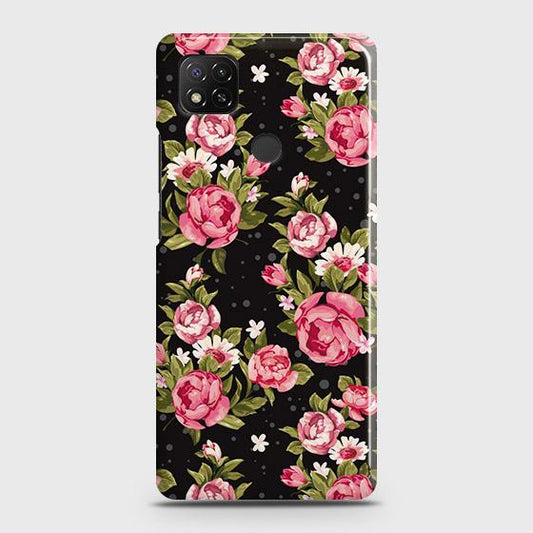 Xiaomi Redmi 10A - Trendy Pink Rose Vintage Flowers Printed Hard Case with Life Time Colors Guarantee ( Fast Delivery )