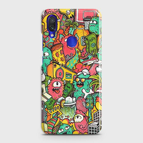 Xiaomi Redmi Note 7 Cover - Matte Finish - Candy Colors Trendy Sticker Collage Printed Hard Case with Life Time Colors Guarantee ( Fast Delivery )