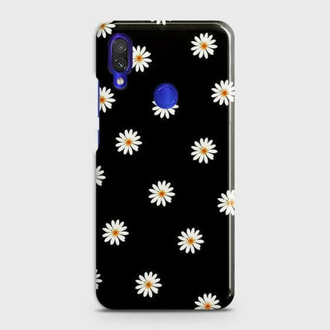 Xiaomi Redmi Note 7 Cover - Matte Finish - White Bloom Flowers with Black Background Printed Hard Case with Life Time Colors Guarantee B59 ( Fast Delivery )