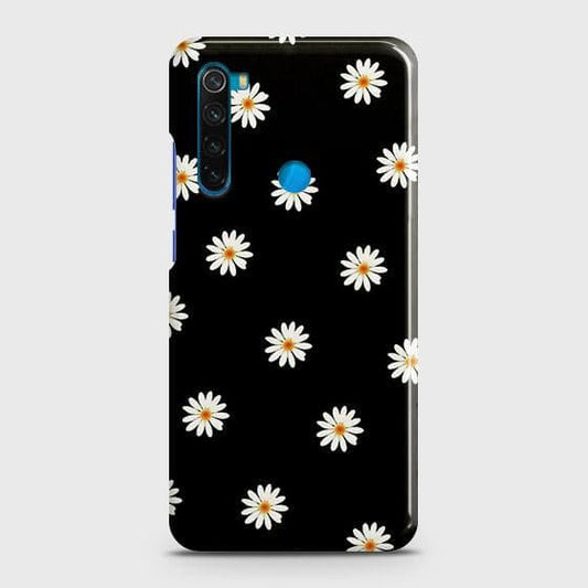 Xiaomi Redmi Note 8 Cover - Matte Finish - White Bloom Flowers with Black Background Printed Hard Case with Life Time Colors Guarantee ( Fast Delivery )