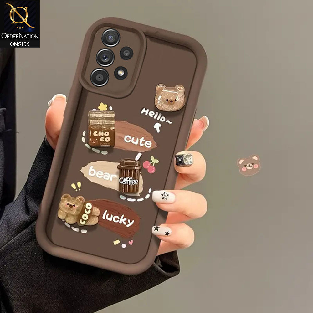 Samsung Galaxy A13 Cover - Brown - Trendy 3D Cute Cartoon And Coffee Chocolate Soft Silicon Shockproof Case With Camera Protection