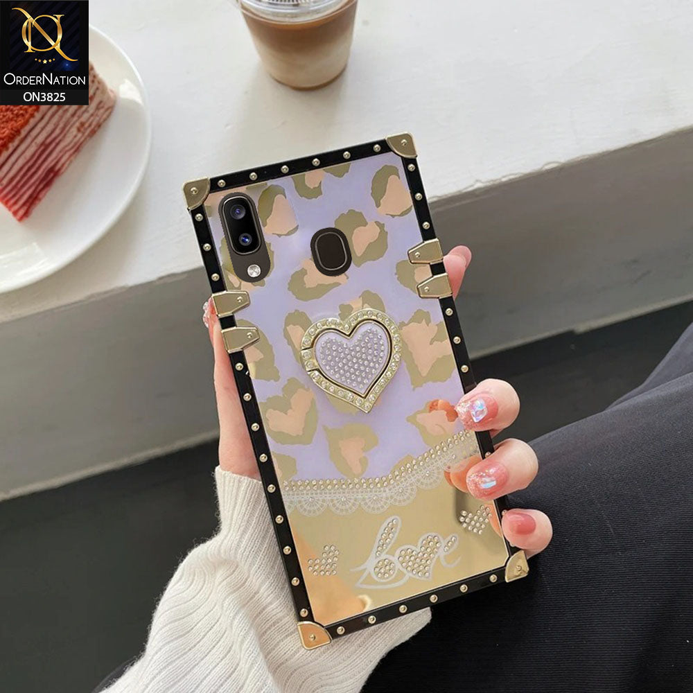 Samsung Galaxy M10s  Cover - Design3 - Heart Bling Diamond Glitter Soft TPU Trunk Case With Ring Holder