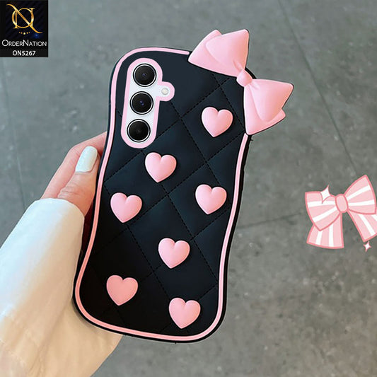 Samsung Galaxy A35 Cover - Pink - 3D Pink Heart with Bow-Knot Design Soft Protective Case