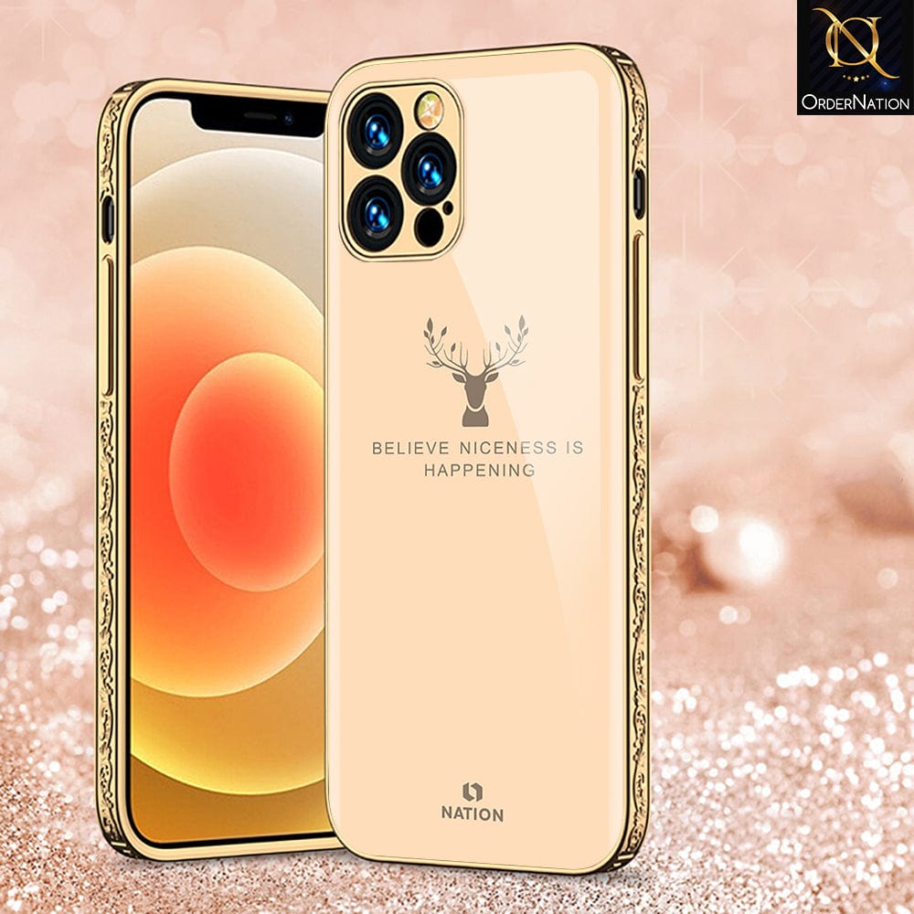 iPhone 12 Pro Cover - Nice Series - D283 - HQ Ultra Shine Premium Infinity Glass Soft Silicon Borders Casee ( Fast Delivery )