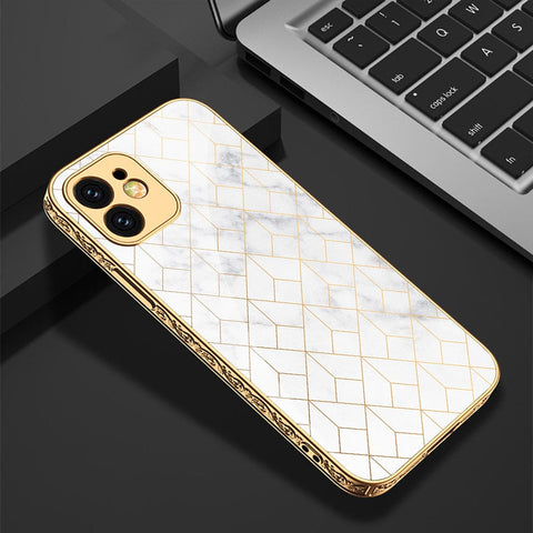 iPhone 12 Cover - White Marble Series 2 - HQ Ultra Shine Premium Infinity Glass Soft Silicon Borders Casee (Fast Delivery)