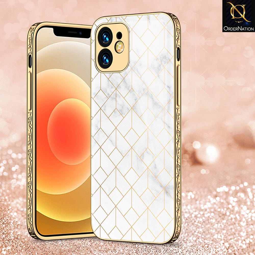 iPhone 12 Pro Cover - White Marble Series 2 - HQ Ultra Shine Premium Infinity Glass Soft Silicon Borders Casee (Fast Delivery)