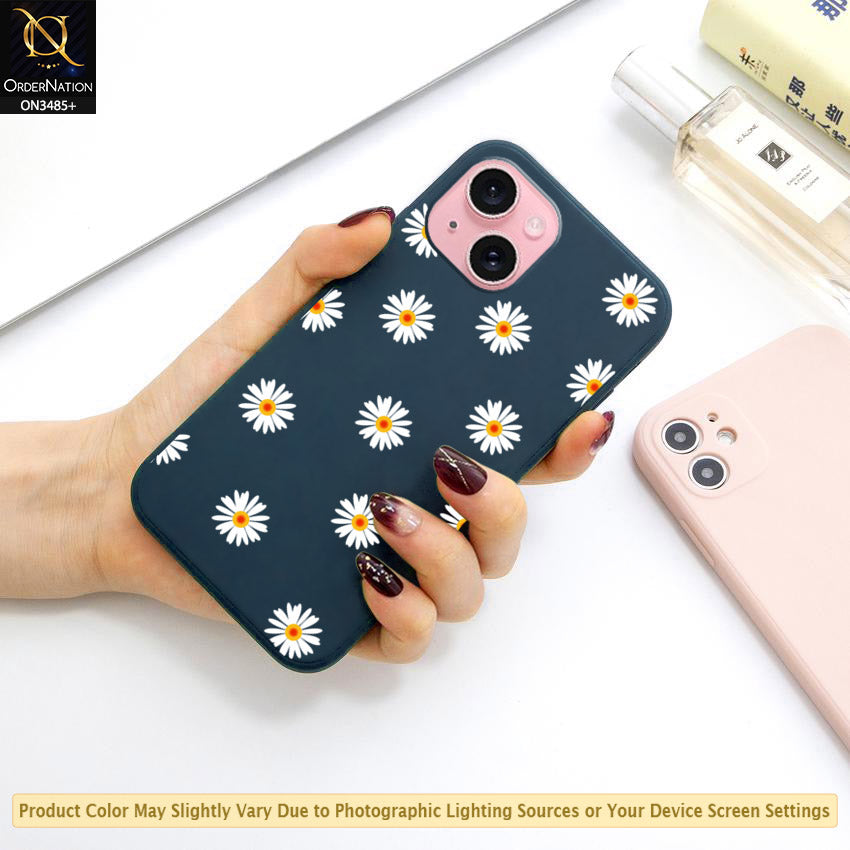 iPhone 15 Cover - ONation Daisy Series - HQ Liquid Silicone Elegant Colors Camera Protection Soft Case