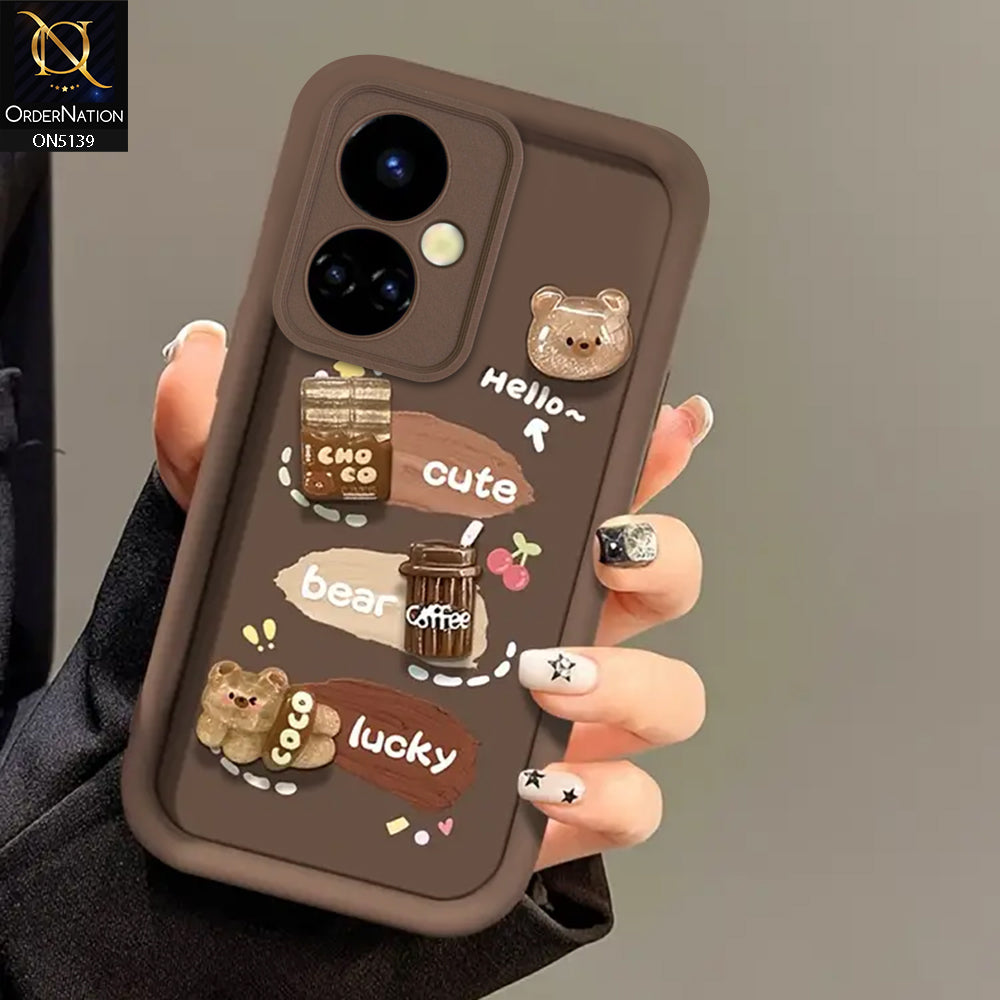 Tecno Camon 19 - Brown - Trendy 3D Cute Cartoon And Coffee Chocolate Soft Silicon Shockproof Case With Camera Protection