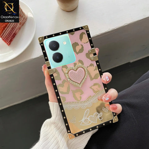 Vivo Y36 5G Cover - Design1 - Heart Bling Diamond Glitter Soft TPU Trunk Case With Ring Holder