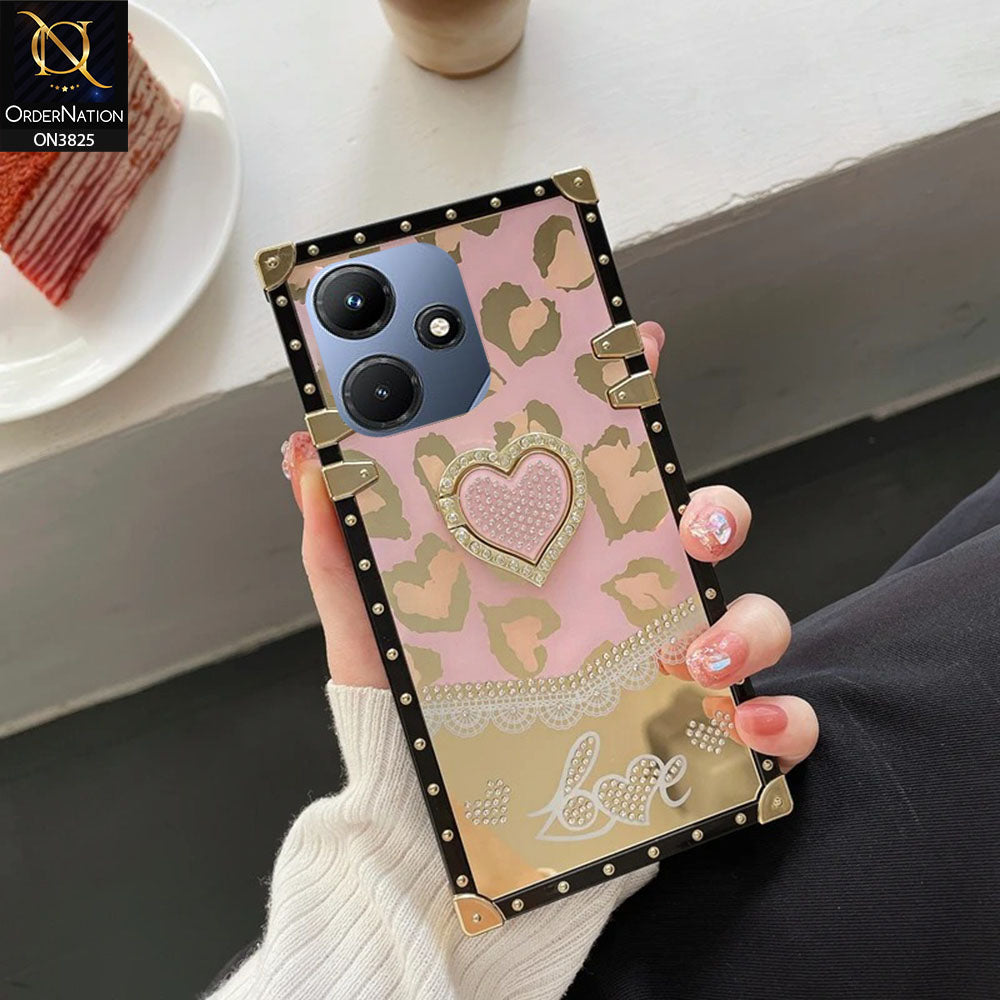 Infinix Hot 30 Play Cover - Design 1 - Heart Bling Diamond Glitter Soft TPU Trunk Case With Ring Holder