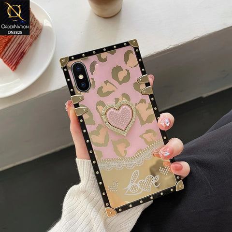 iPhone XS Max Cover - Design1 - Heart Bling Diamond Glitter Soft TPU Trunk Case With Ring Holder