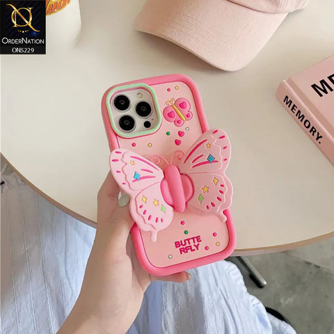 iPhone 14 Pro Cover - Design1 - Cute 3D Butterfly Bracket Kickstand Beautiful Soft Case