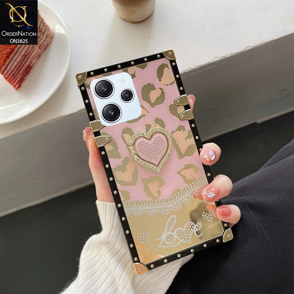 Redmi 12 Cover - Design1 - Heart Bling Diamond Glitter Soft TPU Trunk Case With Ring Holder