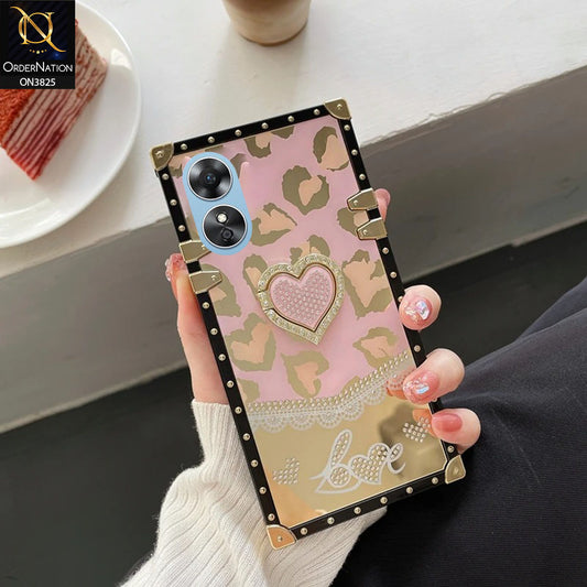 Oppo A17 Cover - Design1 - Heart Bling Diamond Glitter Soft TPU Trunk Case With Ring Holder