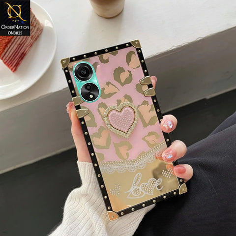 Oppo A18 Cover - Design1 - Heart Bling Diamond Glitter Soft TPU Trunk Case With Ring Holder