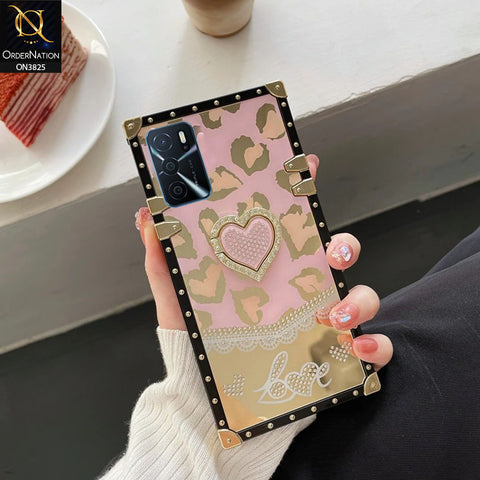 Oppo A16 Cover - Design1 - Heart Bling Diamond Glitter Soft TPU Trunk Case With Ring Holder